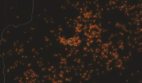 Mapa do fogo perto de Mocuba