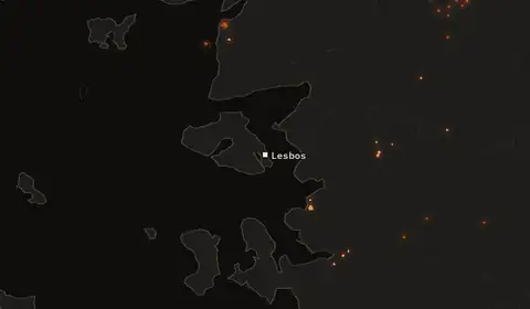 Wildfires near Lesbos