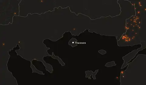 Wildfires near Thassos